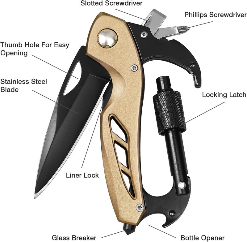 FUNBRO Multitool knife, Gift for Men (Gold) - Image 5